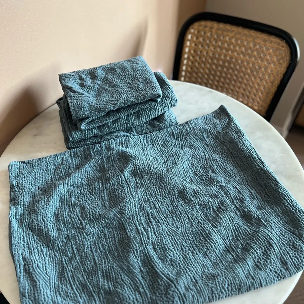 West Elm Blue TENCEL Shams Euro Set
